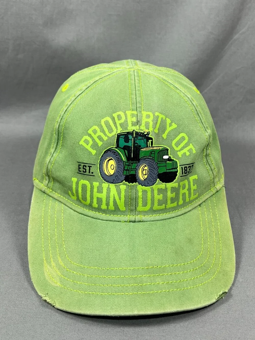 John Deere Tractor Strapback Hat Cap Distressed Agriculture Equipment Youth Teen